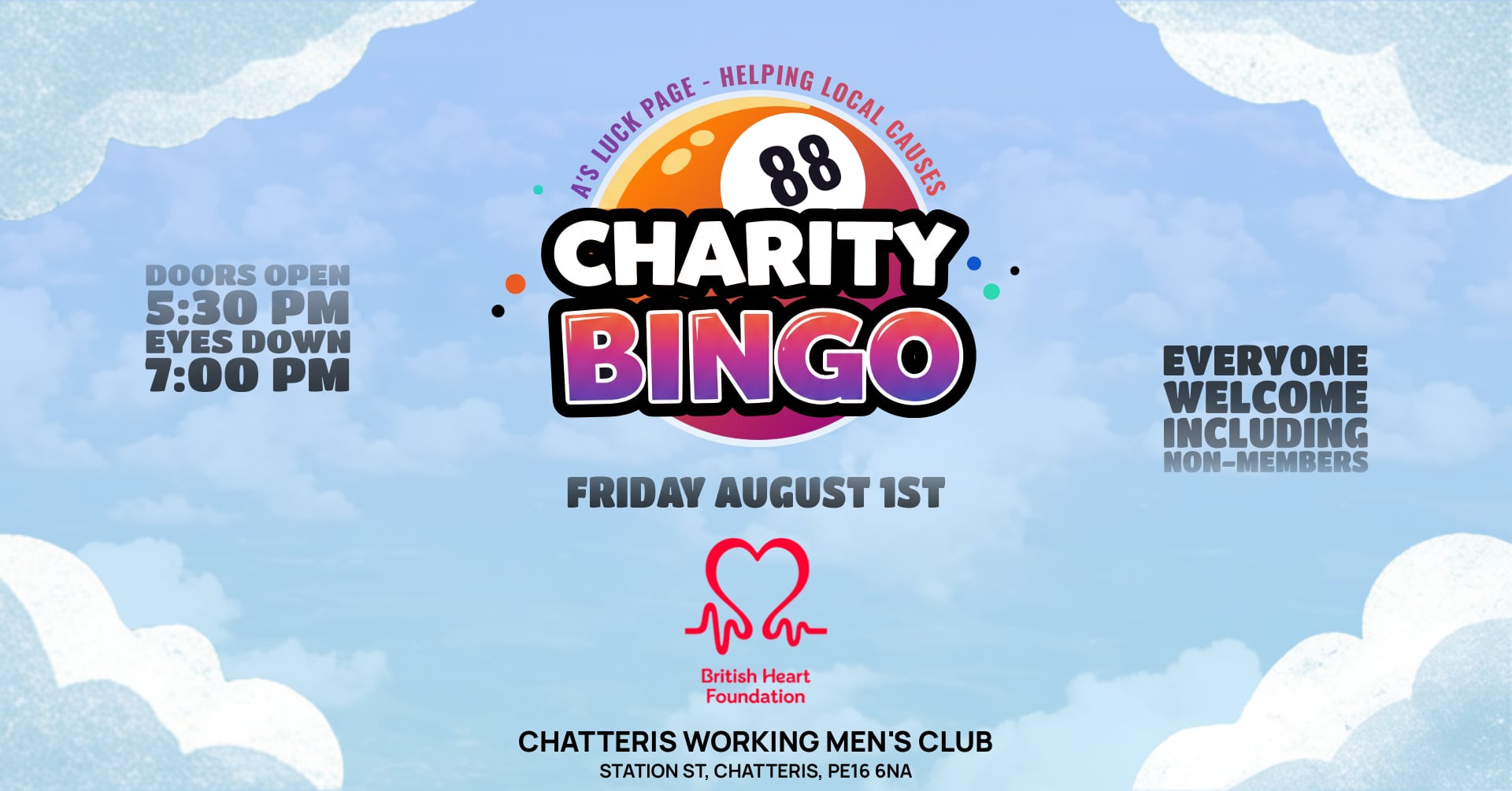 A's Lucky Page Charity Bingo in support of the British Heart Foundation