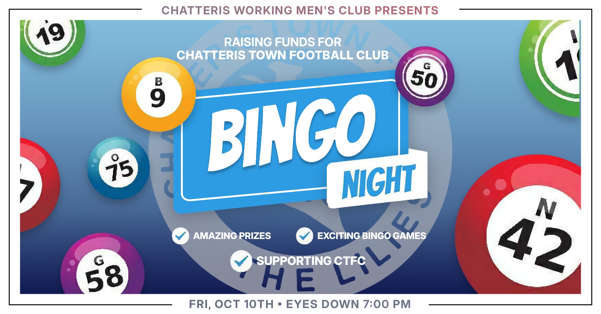 Charity Bingo for Chatteris Town FC 'The Lilies'
