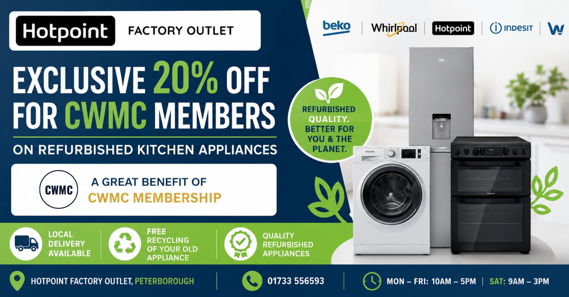 20% Discount off Hotpoint Factory Outlet kitchen goods