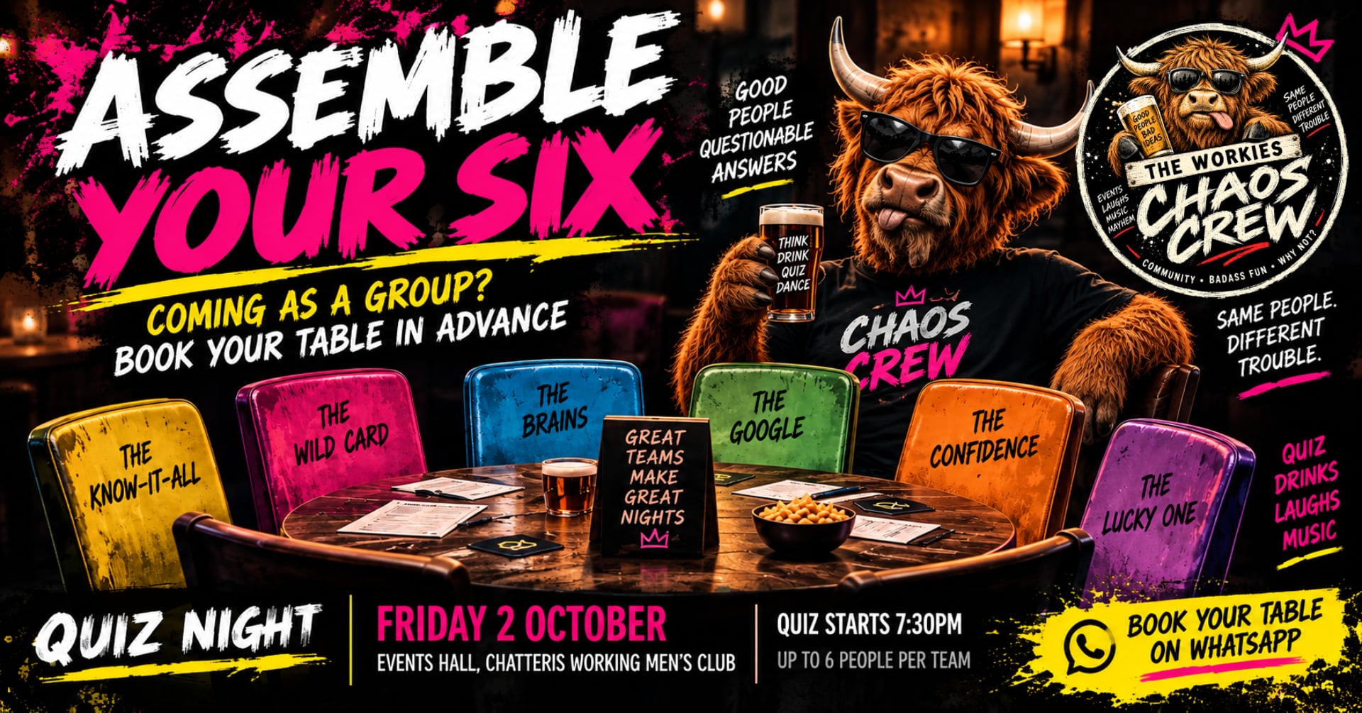 Assemble your Six - Quiz Night – Book a Table – Chatteris WMC