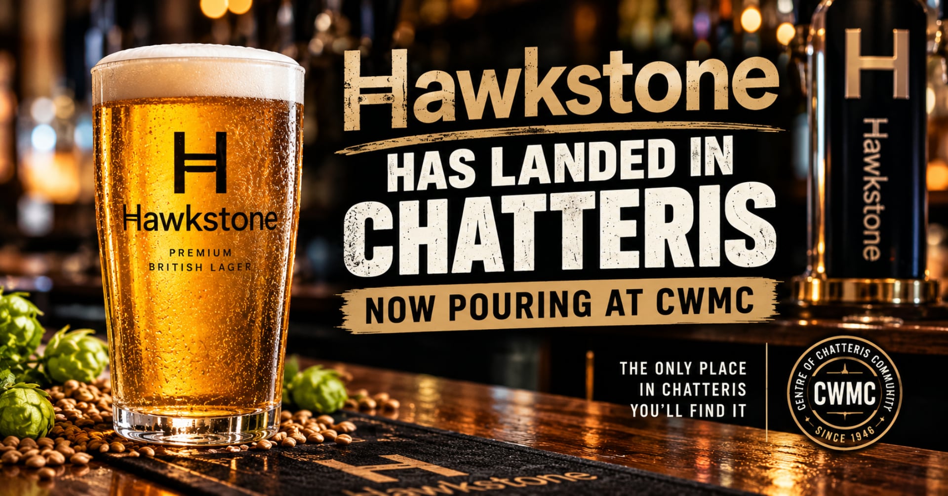 The wait is over. Hawkstone is now pouring at Chatteris Working Men’s Club.